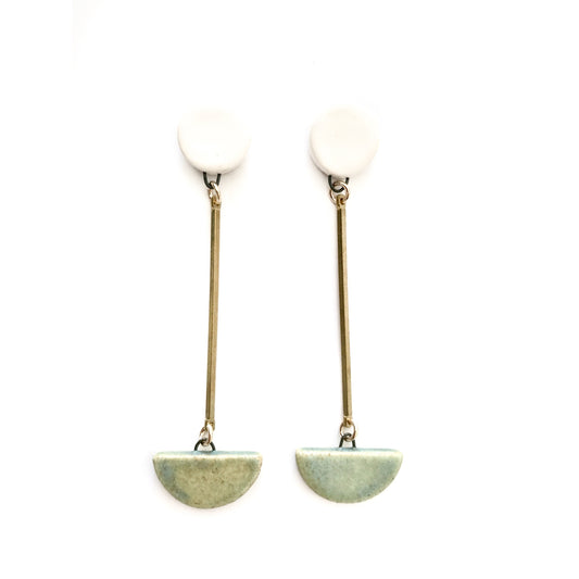 Aged Turquoise Ceramic Drop Earrings