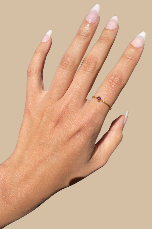 Single Stone Garnet Ring