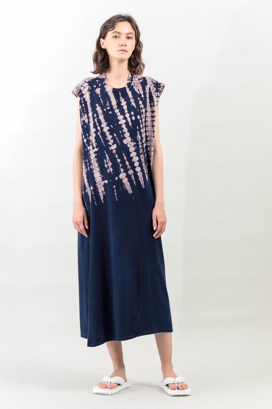 Santa Ana Dress in Navy and Pink Tie Dye