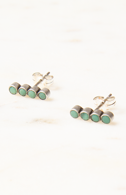 Faceted Stone Bar Stud Earrings - Turquoise