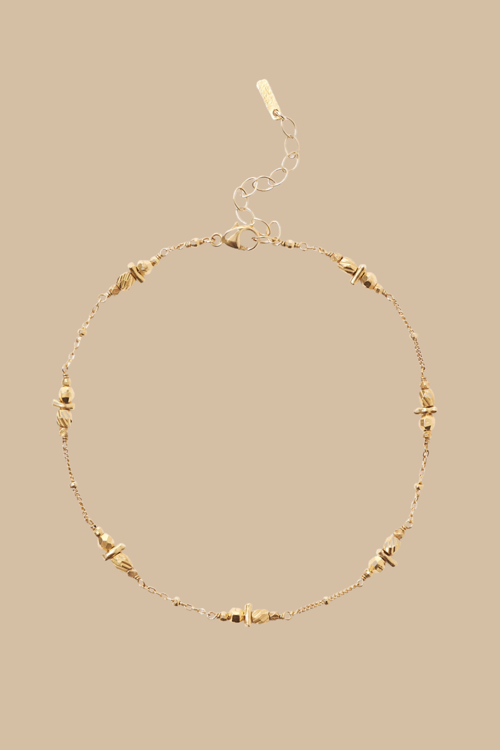 Gold Stamped Bead Anklet