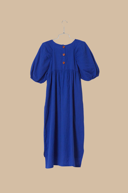 Mardi Dress Crinkled Cotton Majorelle Blue