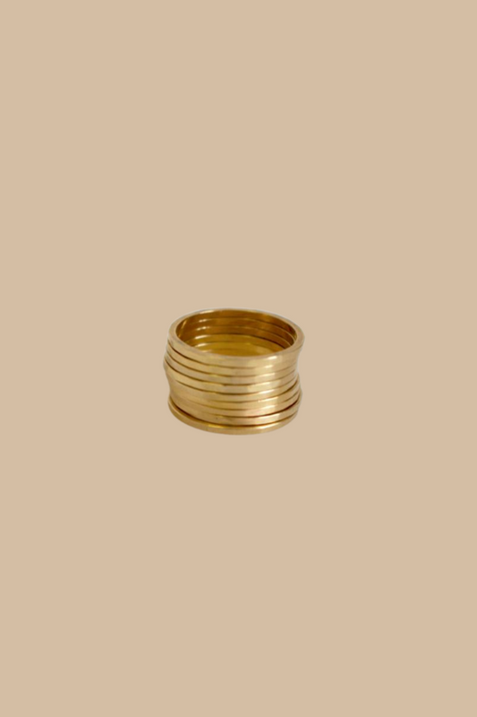 Hammered Skinny Ring Set in Gold