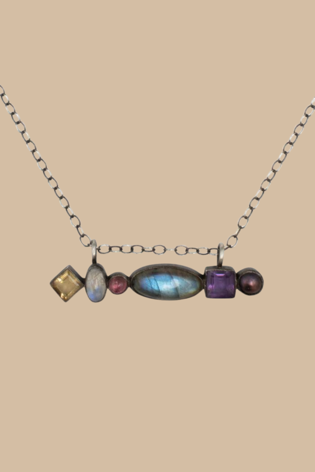 Mixed Stone Bar Necklace