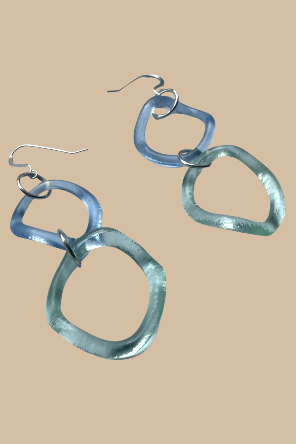 Antique Clear and Periwinkle Wave Earrings