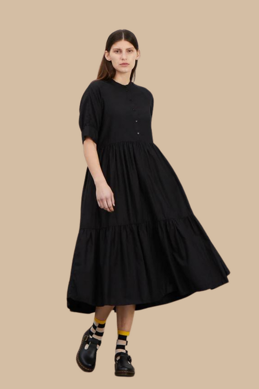 Raglan Tiered Dress Black
