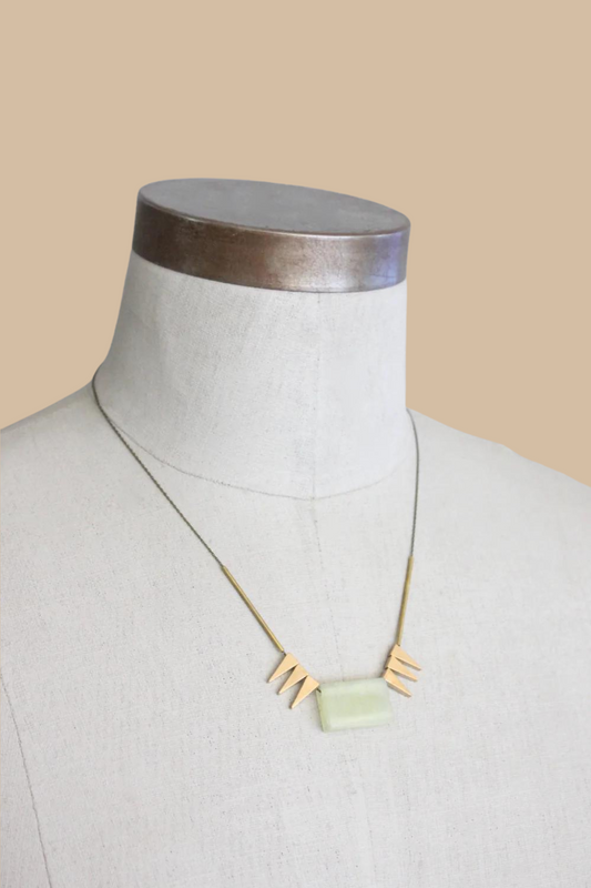 Aventurine and Brass Spikes Necklace
