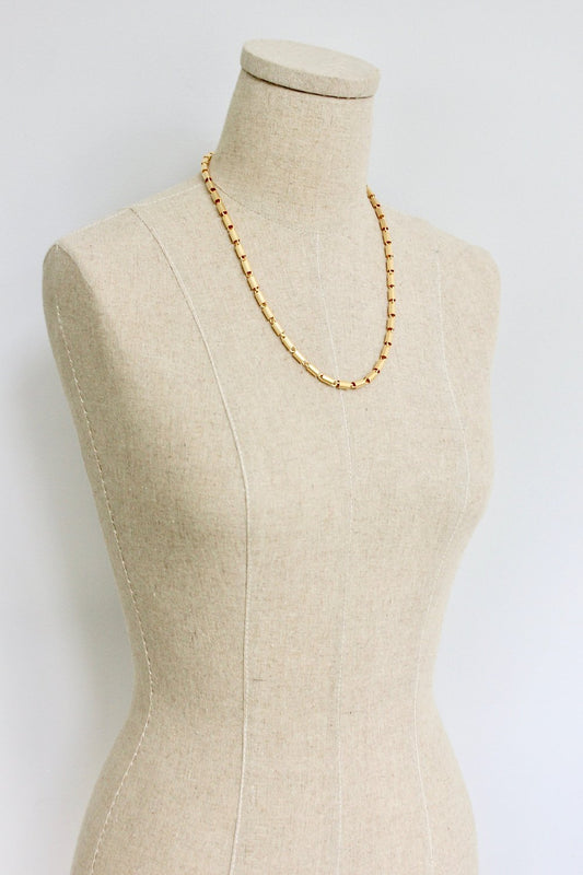 Vintage Brass Tube Chain Necklace