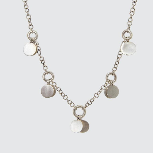 Handmade Chain Necklace with Silver Disc Dangles