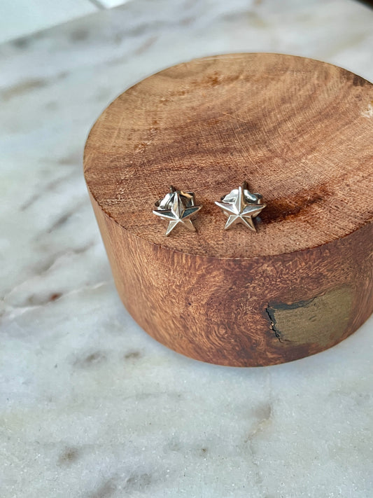 Pointed Star Stud Earrings - Silver