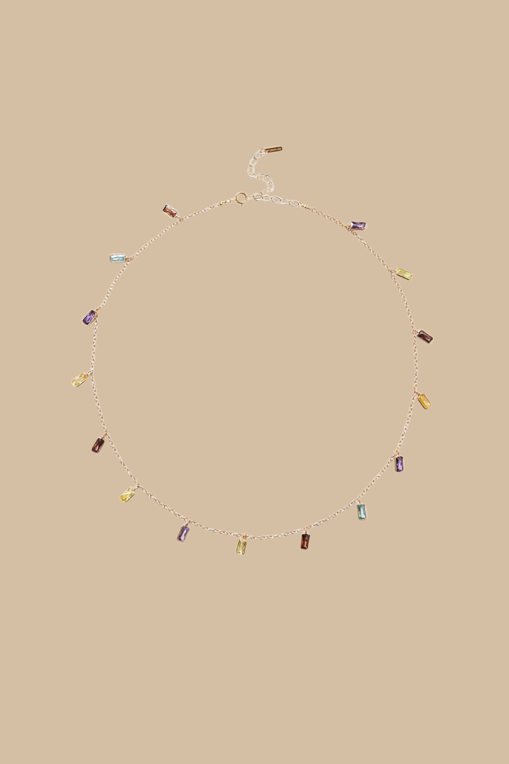 Petite Rainbow Baguette Gem Necklace