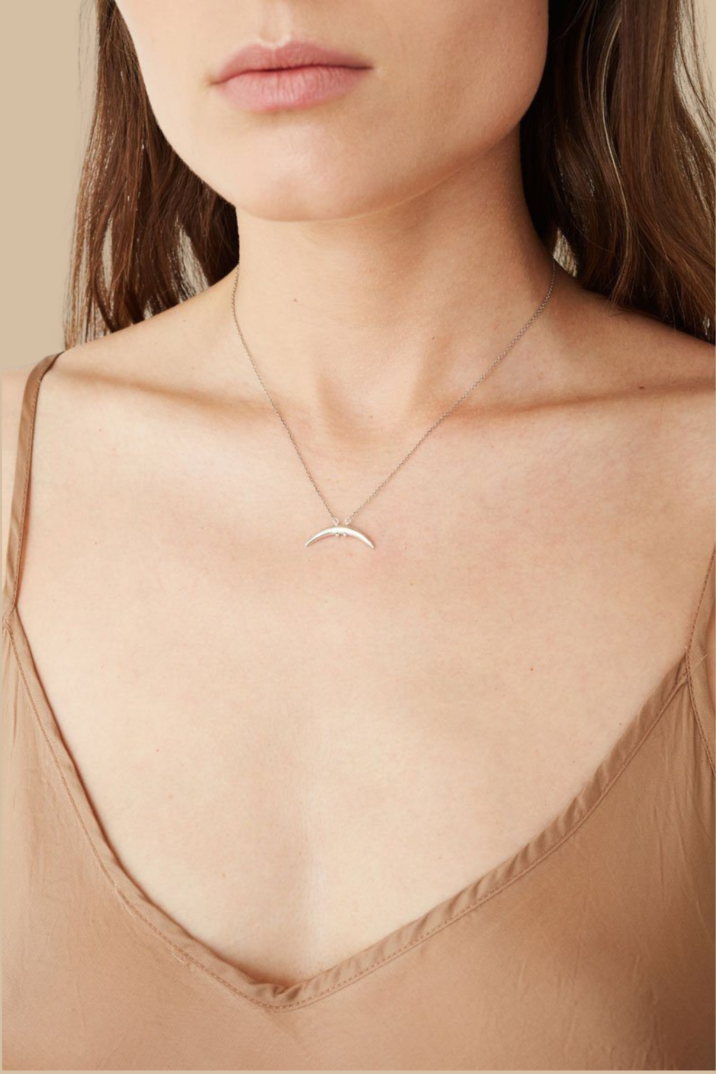 Sterling Silver Delicate Horn Necklace
