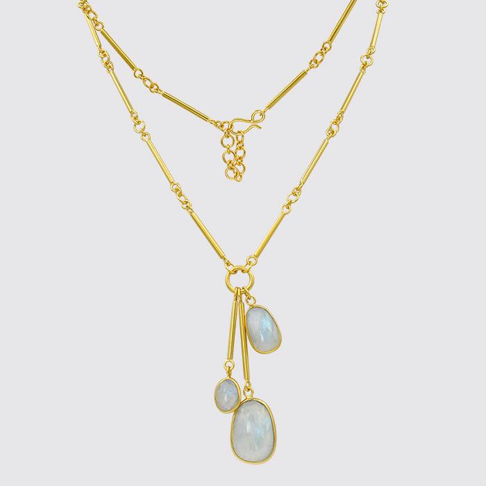 Bar Chain With Moonstone Charms