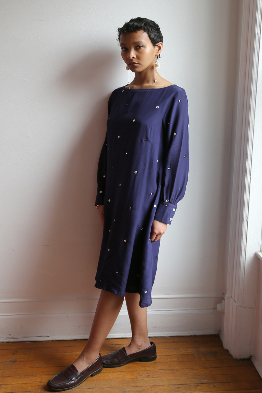 Ave Boat Dress in Blue Depth with Tikli