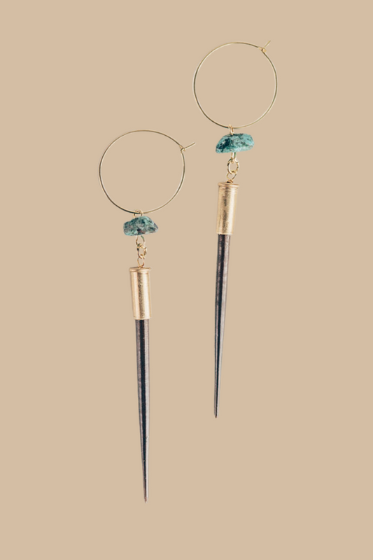 Quill and Turquoise Hoops