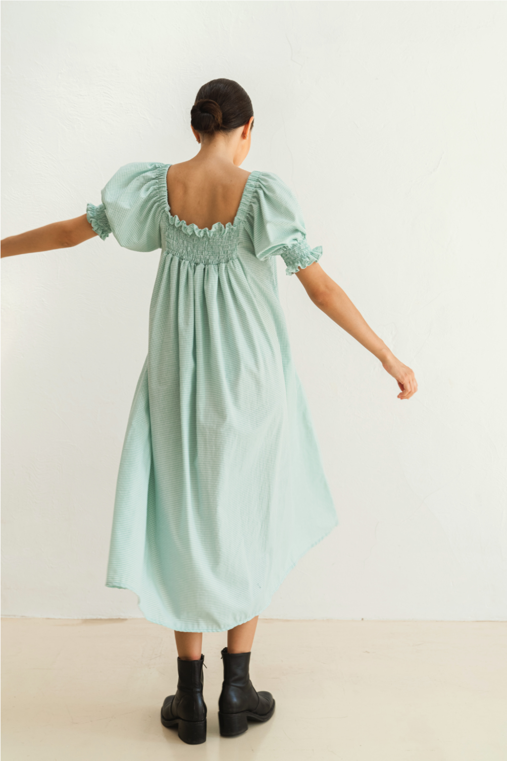 Madera Dress in Mint Gingham