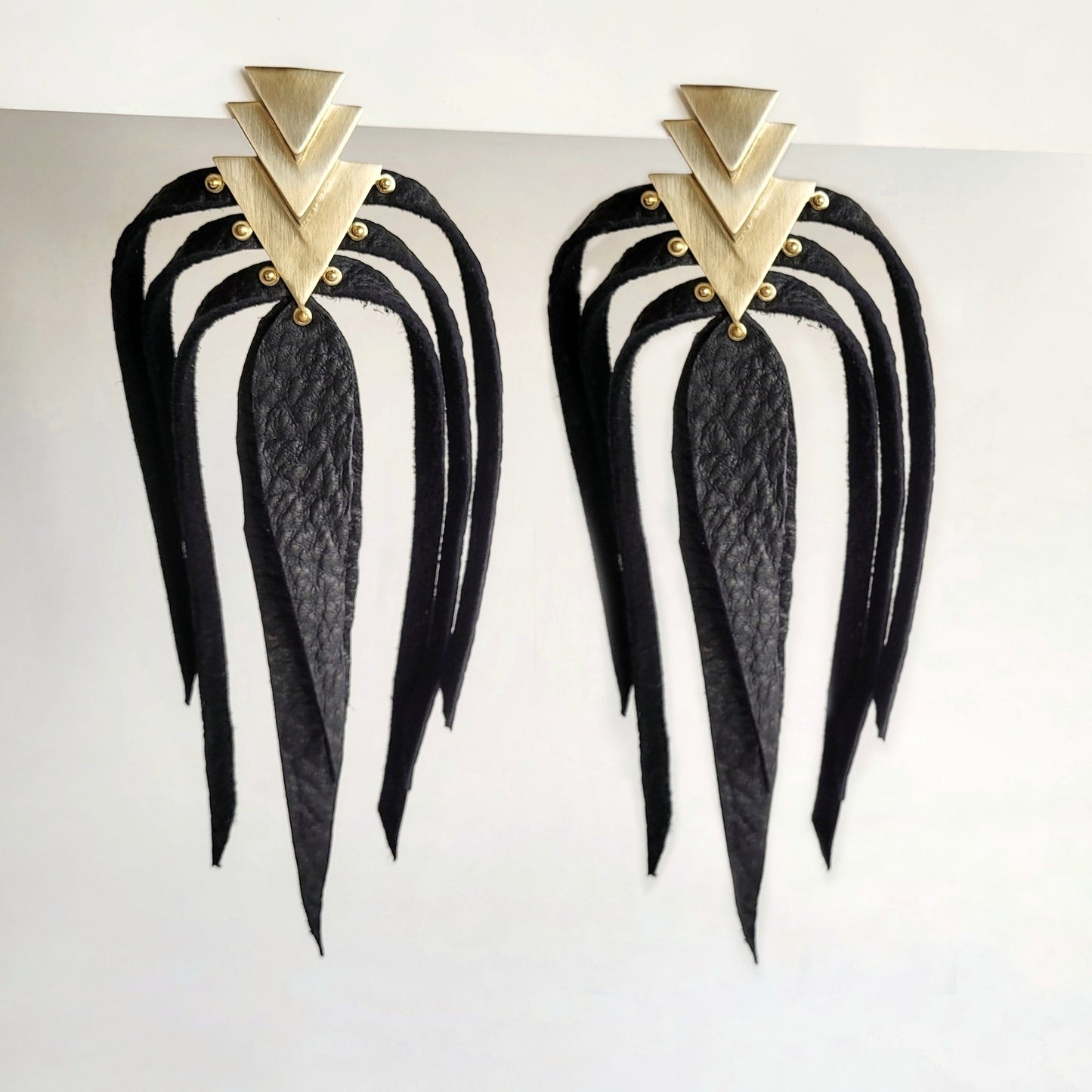 Leather Feathers Earrings